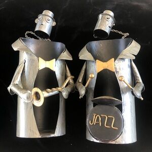 Decorative Metal Wine Bottle Holder Musical Men Pair